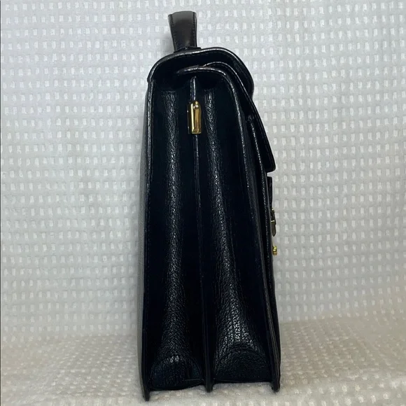 Bally Black Leather Briefcase with Gold Accents - Picture 7 of 16